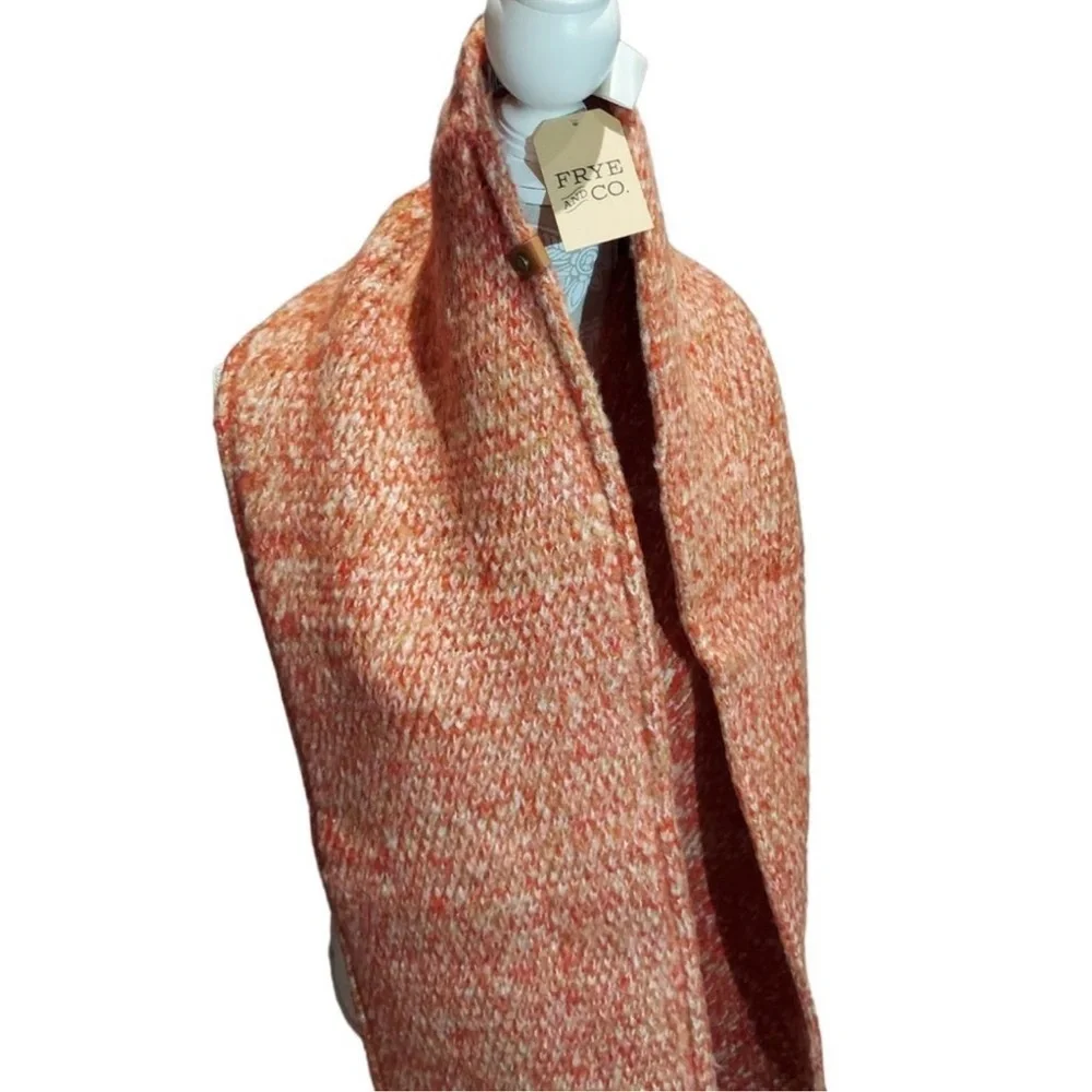 NWT Frye & Co Orange Tan Cream Knit Infinity Scarf Cozy Winter Wrap OS